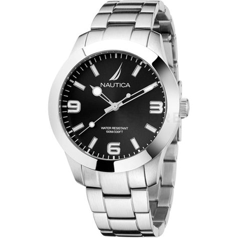 NAUTICA Mod. NAPPBF205 men's quartz analog watch, 42mm case, 10 ATM water resistant, featuring mineral dial on bracelet.