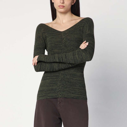6397 Double-V military green sweater NSW655CO/Q_6397-ARMYMARL_323