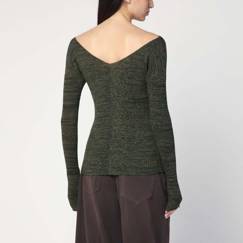 6397 Double-V military green sweater NSW655CO/Q_6397-ARMYMARL_323