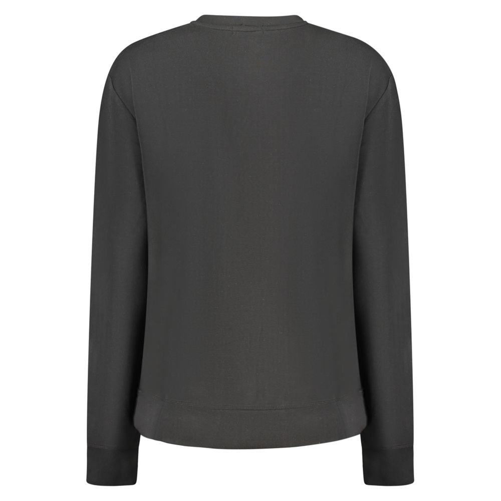Back view of North Sails Black Polyester Women Sweater featuring long sleeves and a crew neck design.