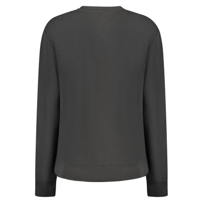 Back view of North Sails Black Polyester Women Sweater featuring long sleeves and a crew neck design.