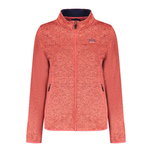 Norway 1963 Pink Polyester Women Sweater with zip pockets and logo embroidery