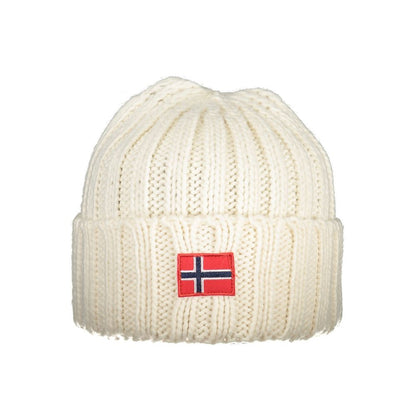 Norway 1963 White Marabou Men Cap with embossed logo on knitted texture.