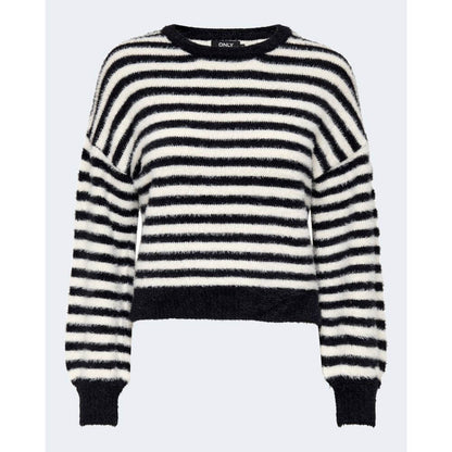 Only Black And White Marabou Sweatshirt, women's striped sweater with casual design, soft and comfortable nylon-acrylic blend.