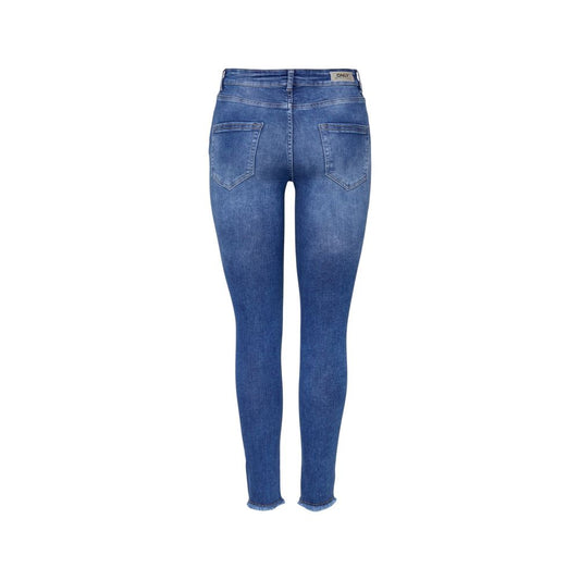 Back view of Only Blue Cotton Skinny Jean, women's fitted denim fashion, high-quality fabric blend, versatile for casual or elegant wear.