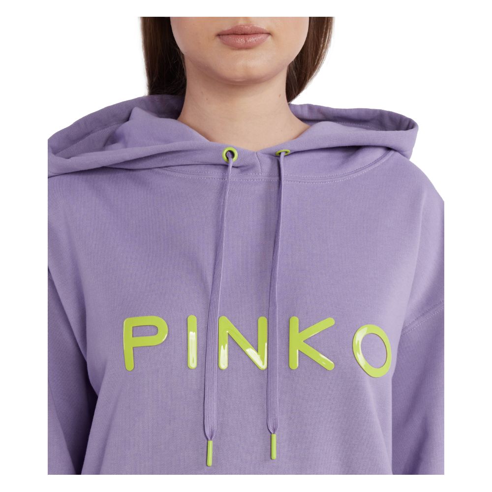 Woman wearing PINKO Purple Cotton Women Sweater with logo print