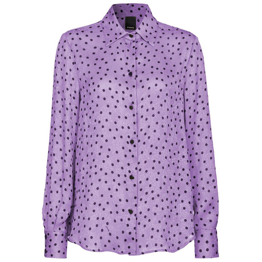 PINKO Purple Polyester Shirt with polka dot pattern, featuring a classic collar and button closure.