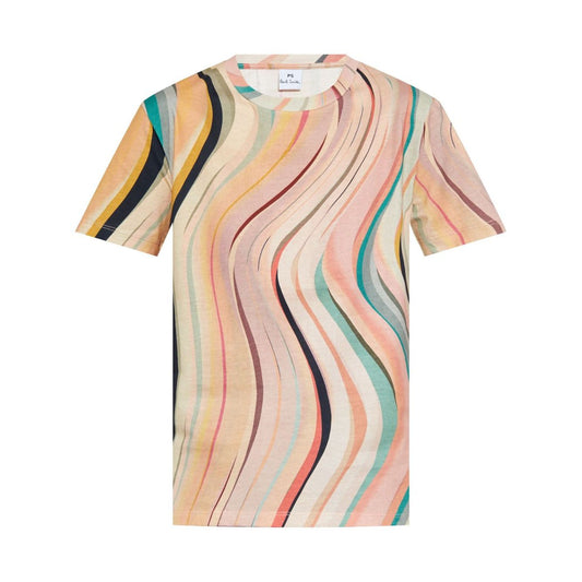 PS By Paul Smith T-shirts and Polos MultiColour light pink crew neck short sleeves New Swirl cotton t-shirt
