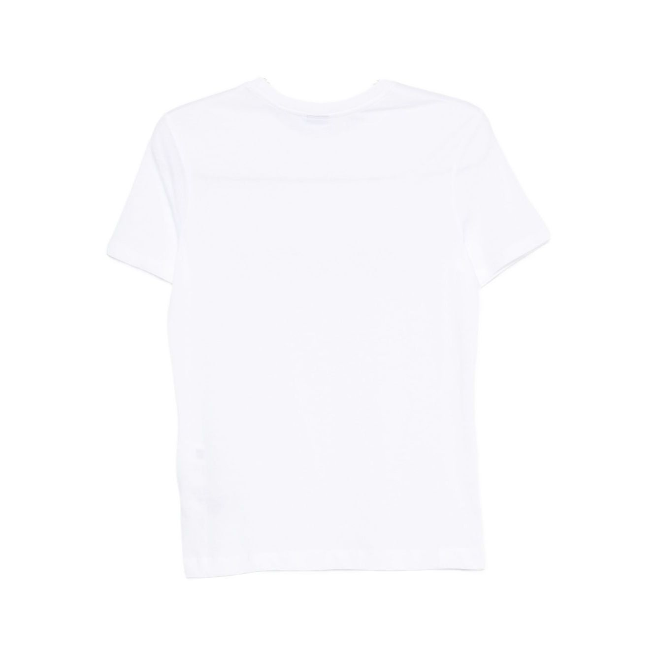 PS By Paul Smith T-shirts and Polos White cotton t-shirt with floral embroidery, crew neck, and straight hem, back view.