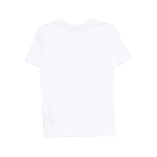 PS By Paul Smith T-shirts and Polos White cotton t-shirt with floral embroidery, crew neck, and straight hem, back view.