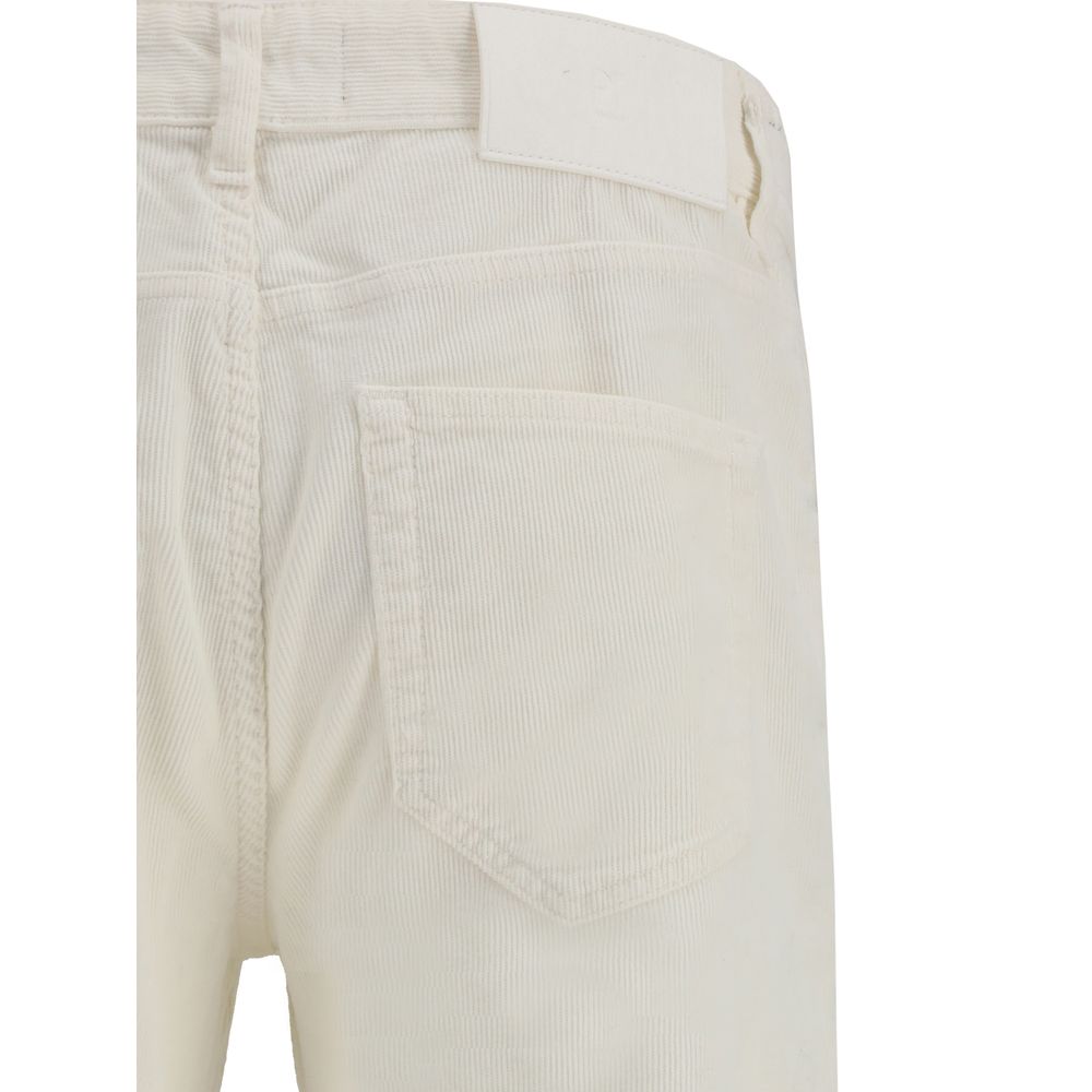 Close-up of PT Torino White Cotton Pants showing back pocket and leather patch.