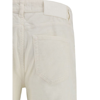 Close-up of PT Torino White Cotton Pants showing back pocket and leather patch.