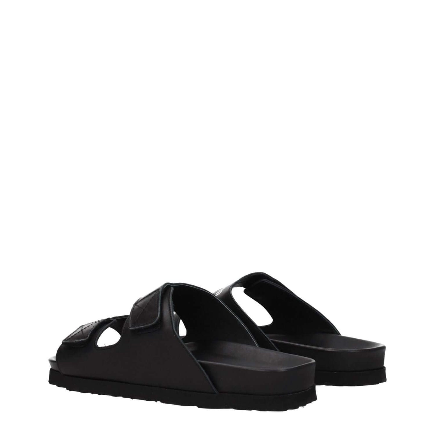 Palm Angels Black Leather Slippers