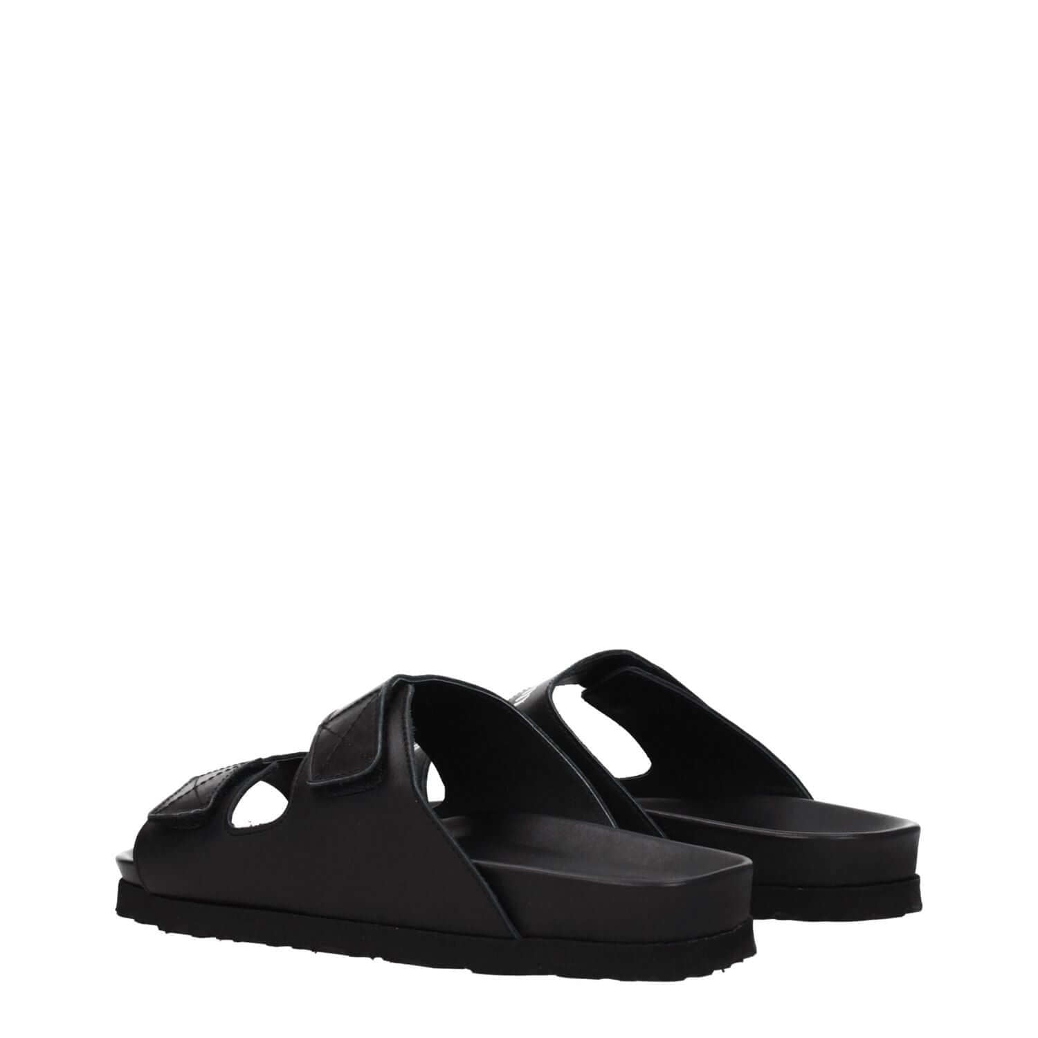 Palm Angels Black Leather Slippers