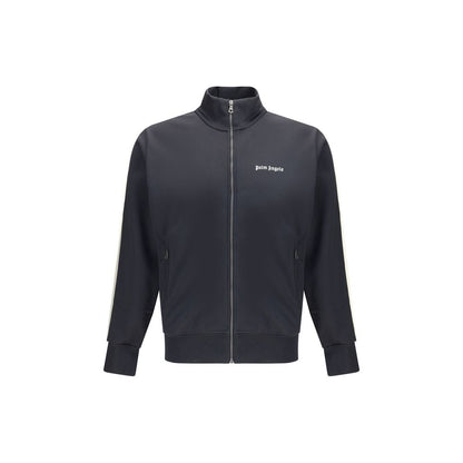 Palm Angels Black Polyester Sweatshirt with zipper closure and embroidered logo on chest.