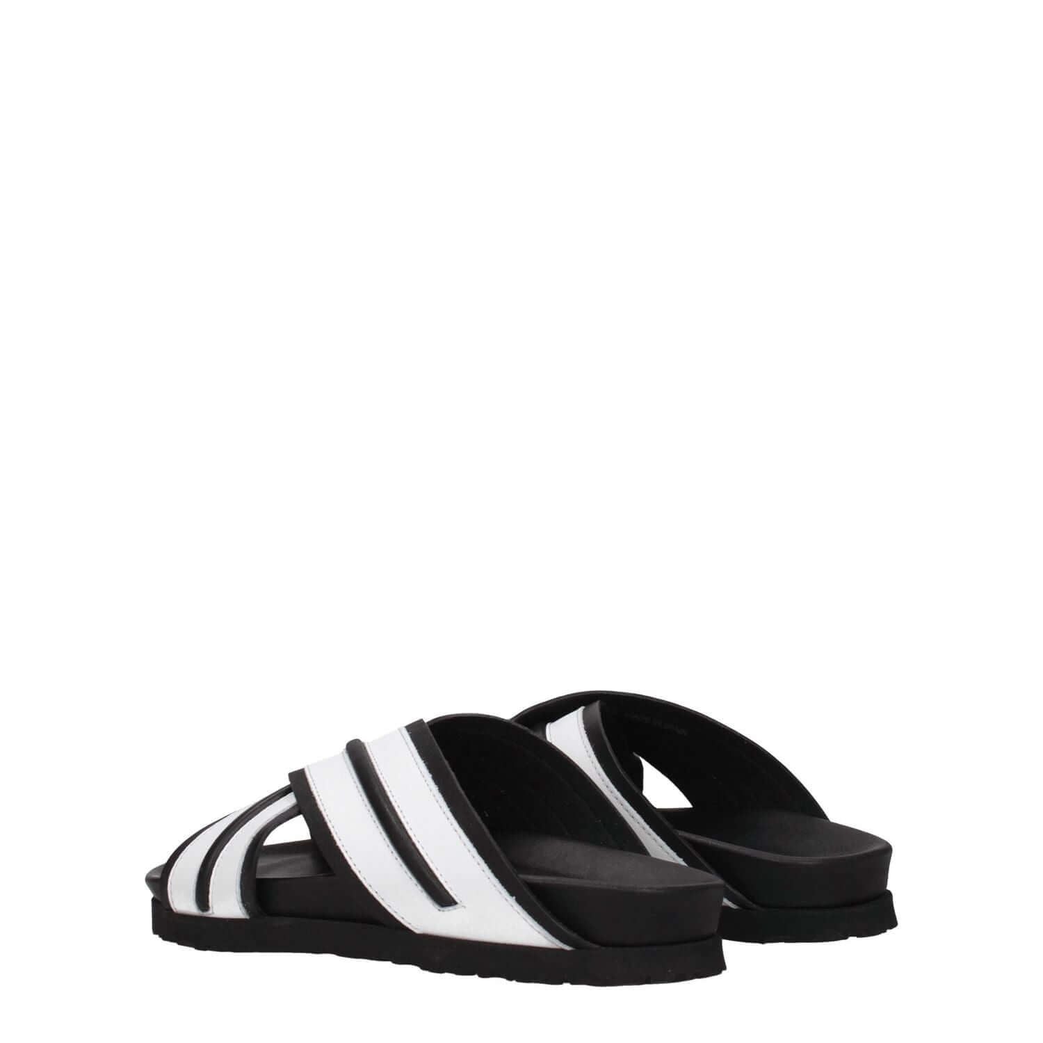 Palm Angels White Leather Slippers