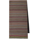 Paul Smith Signature Stripe wool and silk scarf, dark red with frayed edges, wraparound style.