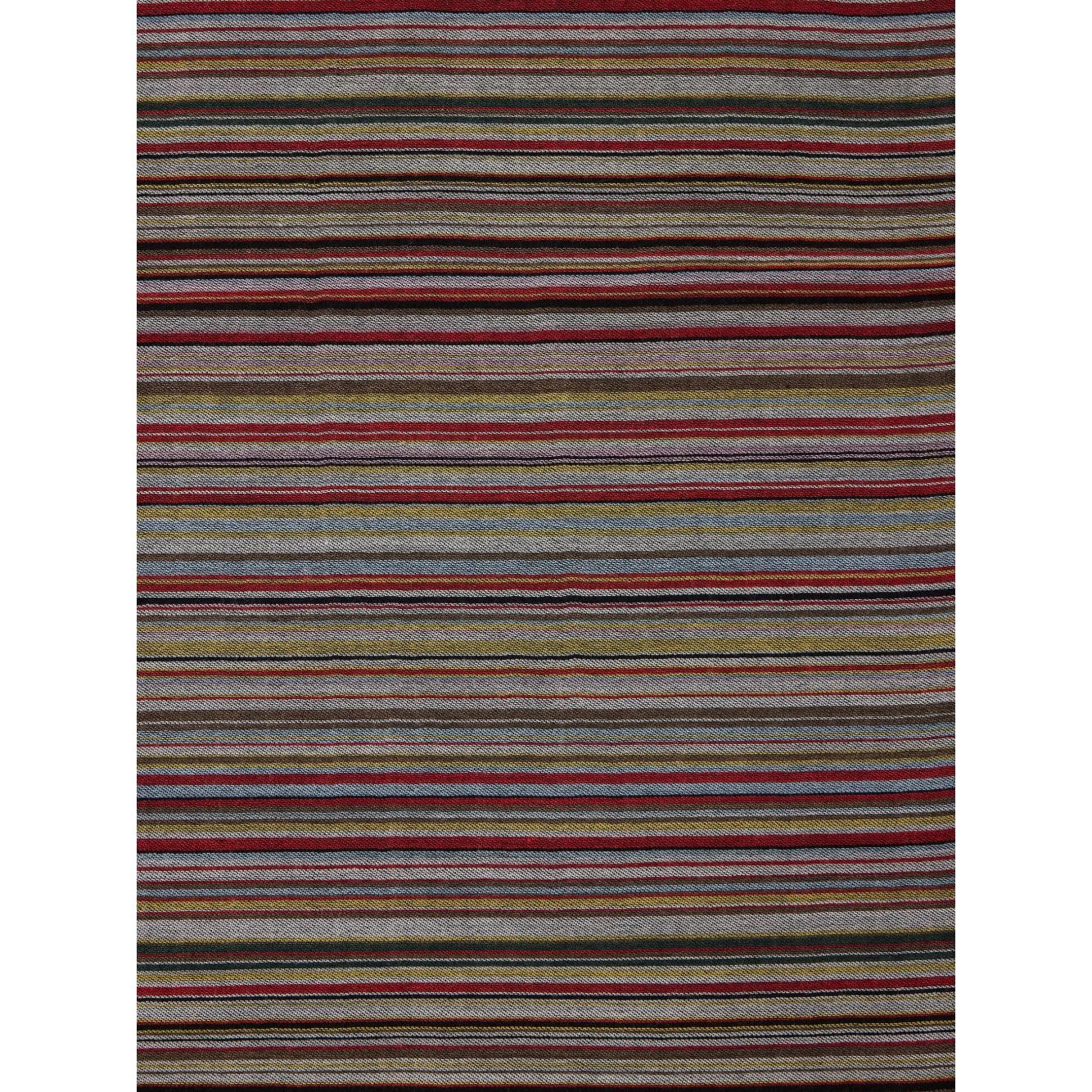 Paul Smith Signature Stripe wool and silk scarf with dark red frayed edge, showcasing a wraparound style and vibrant stripes.