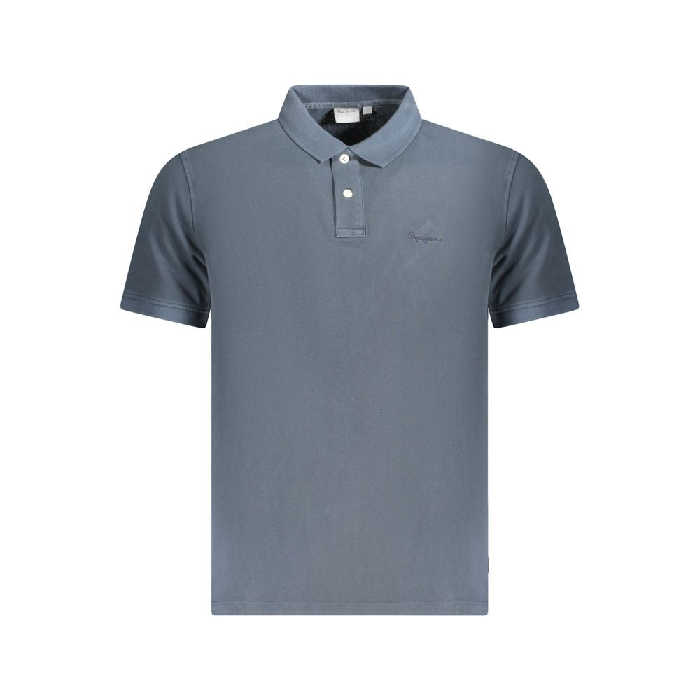Pepe Jeans Blue Cotton Polo Shirt with embroidery and logo, short sleeve, 2 buttons, made of 100% sustainable cotton