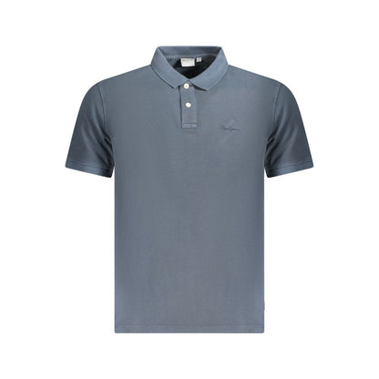 Pepe Jeans Blue Cotton Polo Shirt with embroidery and logo, short sleeve, 2 buttons, made of 100% sustainable cotton