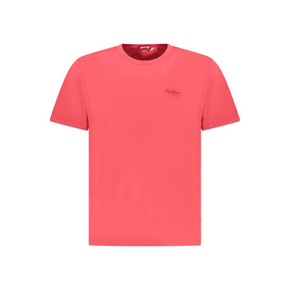 Pepe Jeans Red Cotton T-Shirt, short sleeve, crew neck, with logo, made from 100% sustainable cotton.