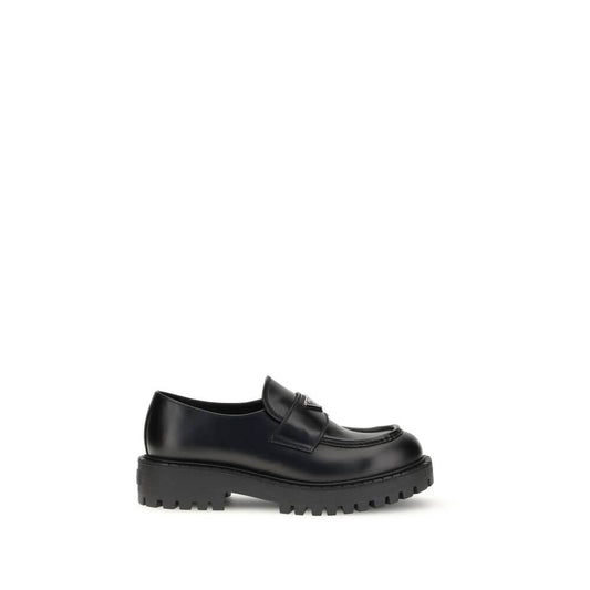 Prada Black Calf Leather Bos Taurus Slip-On Loafers