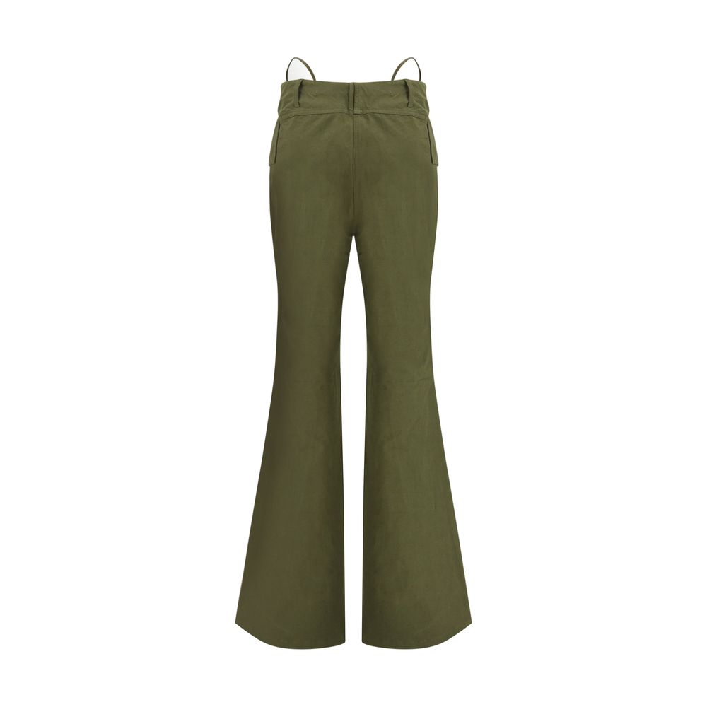 R13 Green Cotton Flared Pants