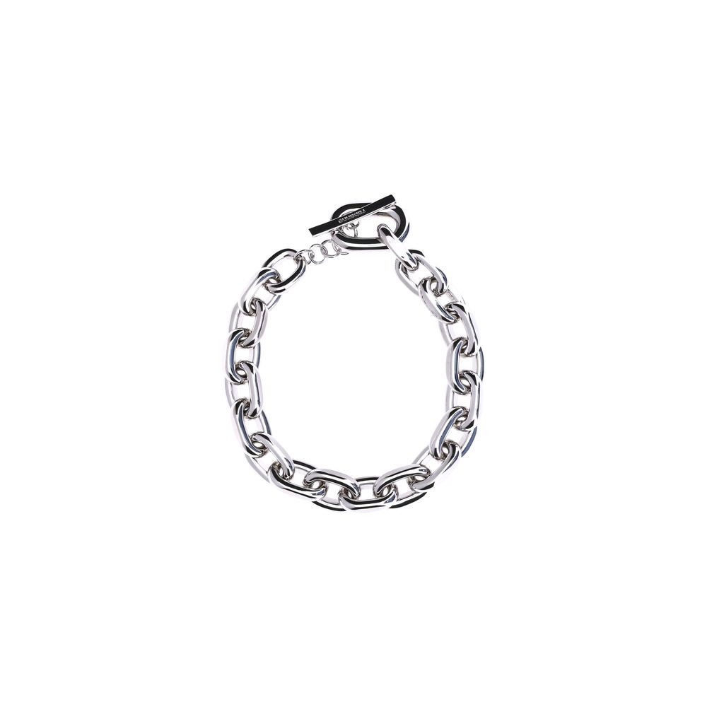 Rabanne Silver Aluminum Necklace with bold oversized XL links and adjustable clasp, perfect for statement and sophisticated looks.