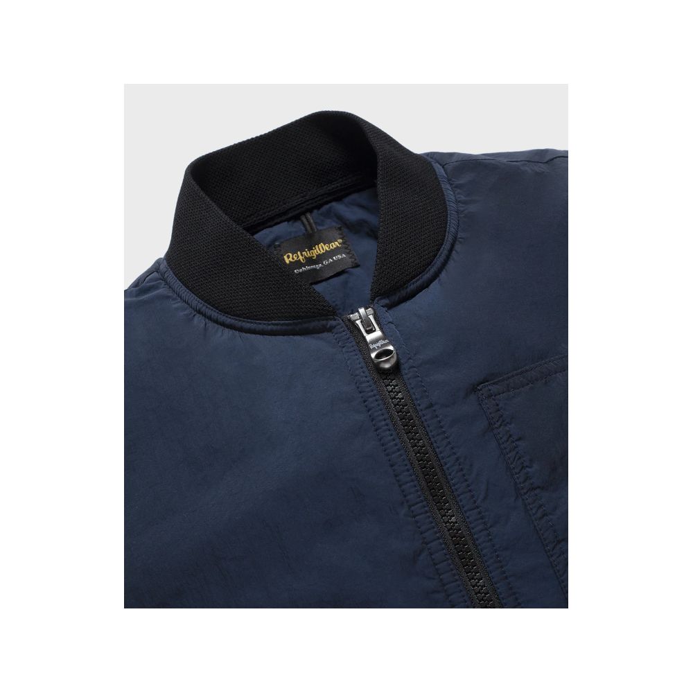 Refrigiwear Blue Polyamide Men Vest with zipper closure, featuring a sleek design and craftsmanship, ideal for a stylish summer wardrobe.