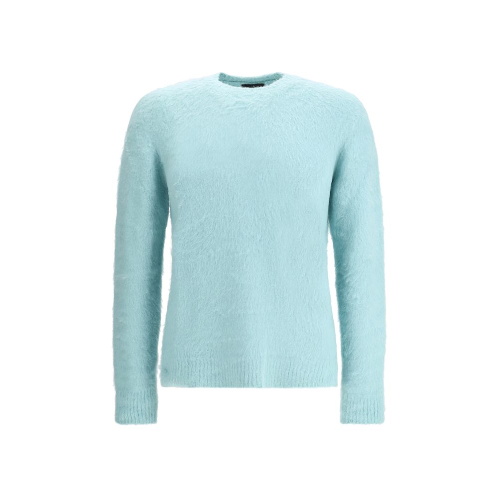 Roberto Collina Green Cotton Sweatshirt with ribbed crew neck, hem, and cuffs. Ideal for winter style and comfort.