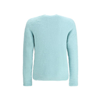 Roberto Collina Green Cotton Sweatshirt, soft fabric, ribbed crew neck and cuffs, ideal for stylish winter comfort.