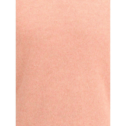 Roberto Collina Multicolor Merino Wool Sweatshirt featuring a ribbed crew neck and hem, showcasing a soft peach hue in detail.