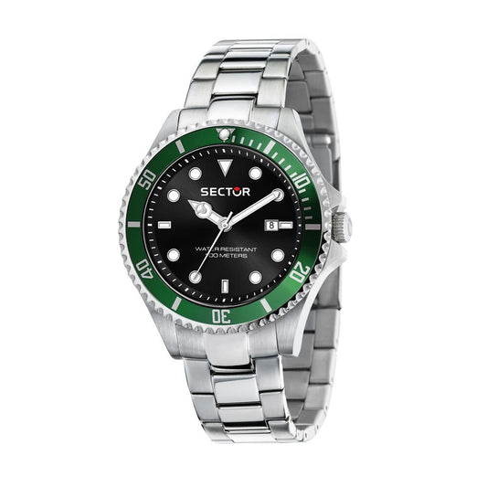 SECTOR Mod. 230 stainless steel wristwatch, water resistant 10 ATM, quartz movement, for gent with 43mm case and SS bracelet in official box