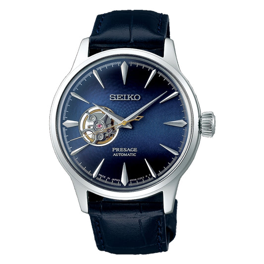 SEIKO MOD. SSA405J1 watch with blue dial and leather strap, showcasing elegant design and craftsmanship.