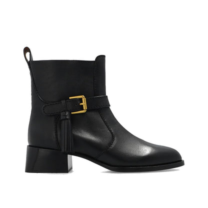 See By Chloé Black Calfskin Ankle Boots with adjustable strap and side zip fastening, made of 100% calf leather.