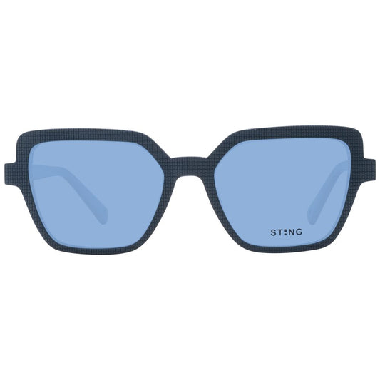 Sting Blue Men Glasses Frame with blue full-rim acetate design and polarized lenses, perfect for style and UVA/UVB protection.