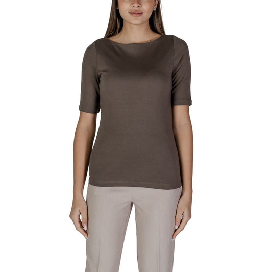 Street One Brown Cotton T-Shirt - Women's short sleeved tee, Spring/Summer collection, 50% Cotton, 50% Modal blend.
