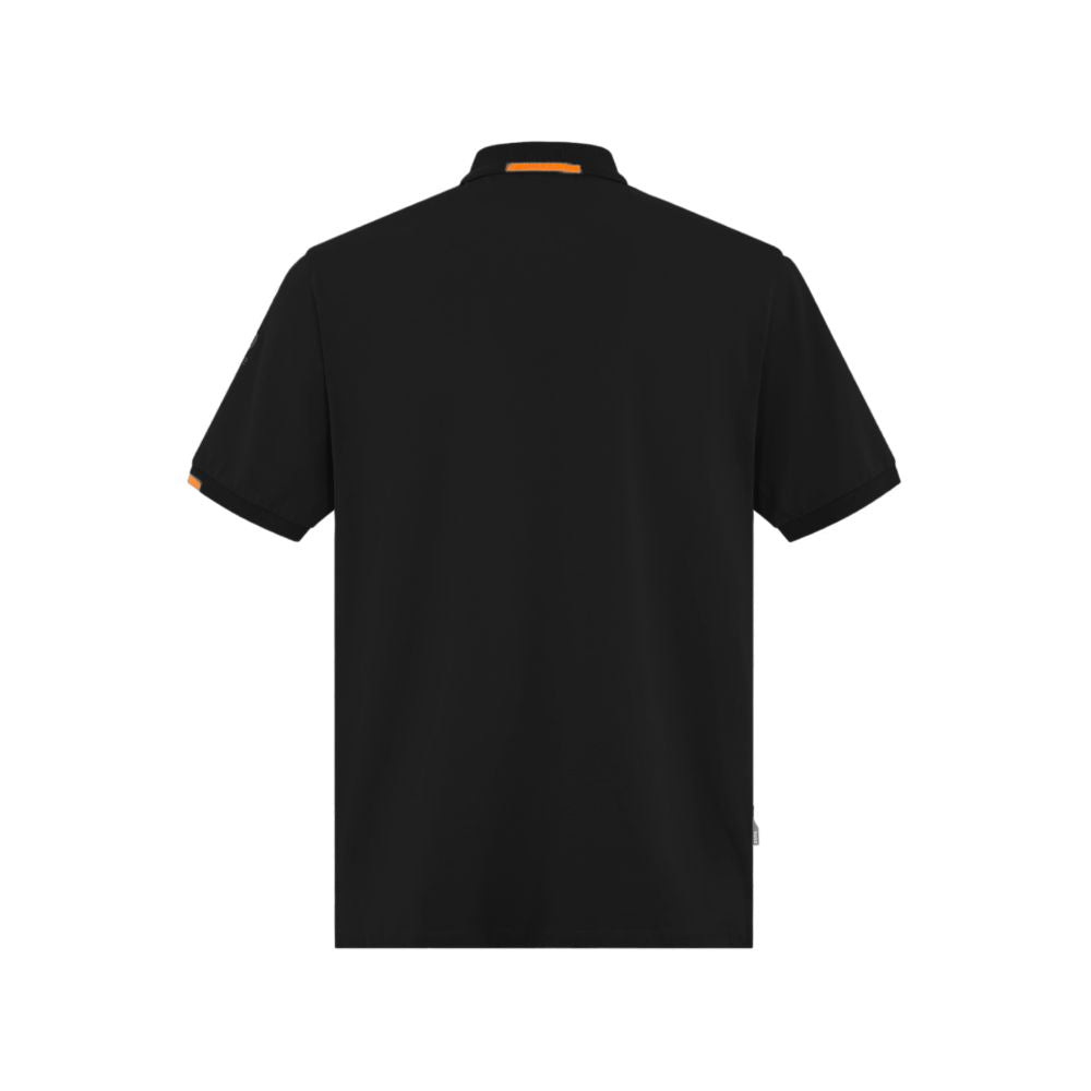 Suns Black Cotton Polo Shirt rear view, classic design with short sleeves and timeless style, perfect for casual and formal wear.