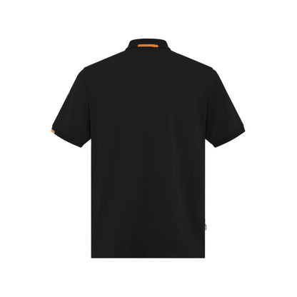 Suns Black Cotton Polo Shirt rear view, classic design with short sleeves and timeless style, perfect for casual and formal wear.