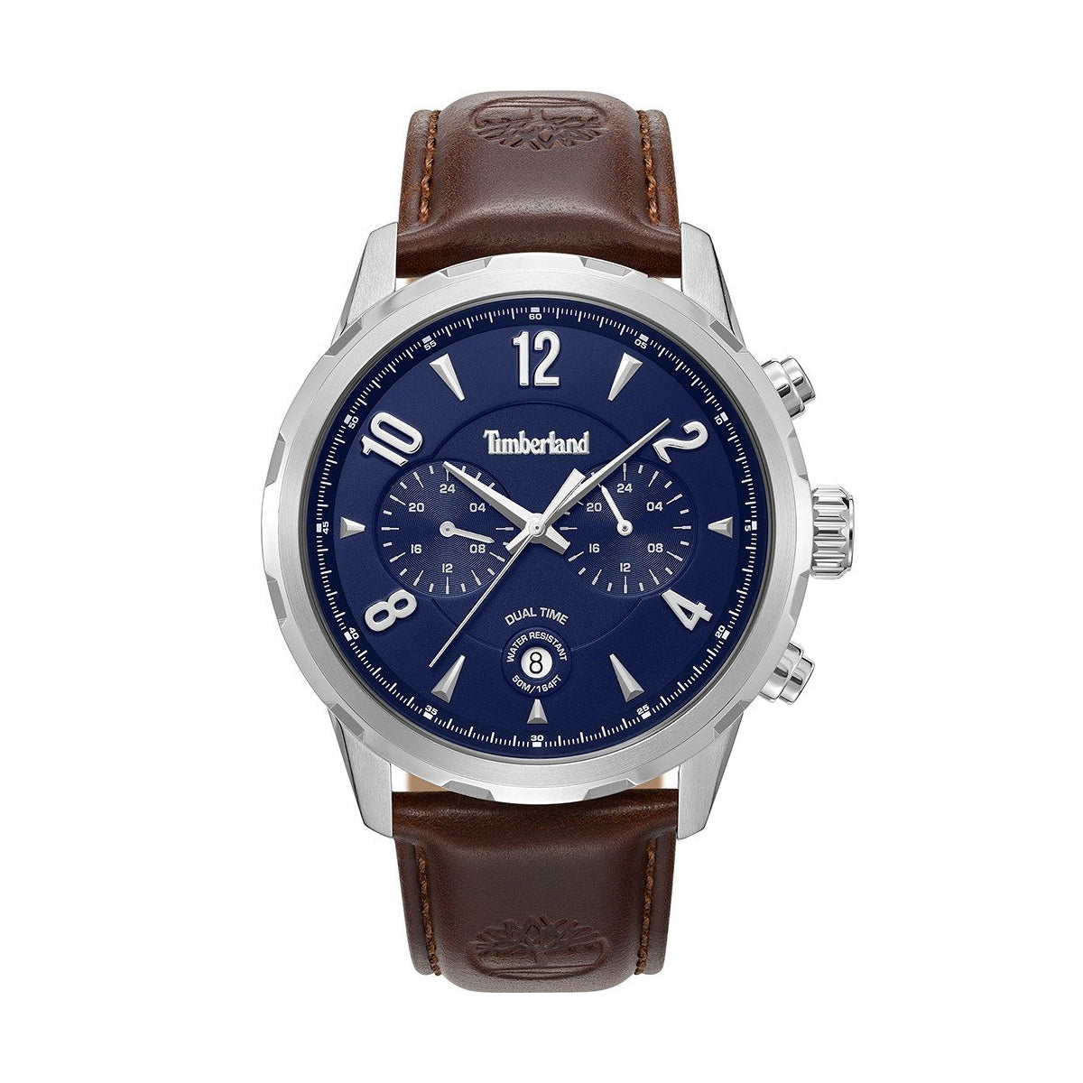 TIMBERLAND WATCHES Mod. TDWGF0082903 with brown leather strap and blue dial, elegant design suitable for men.