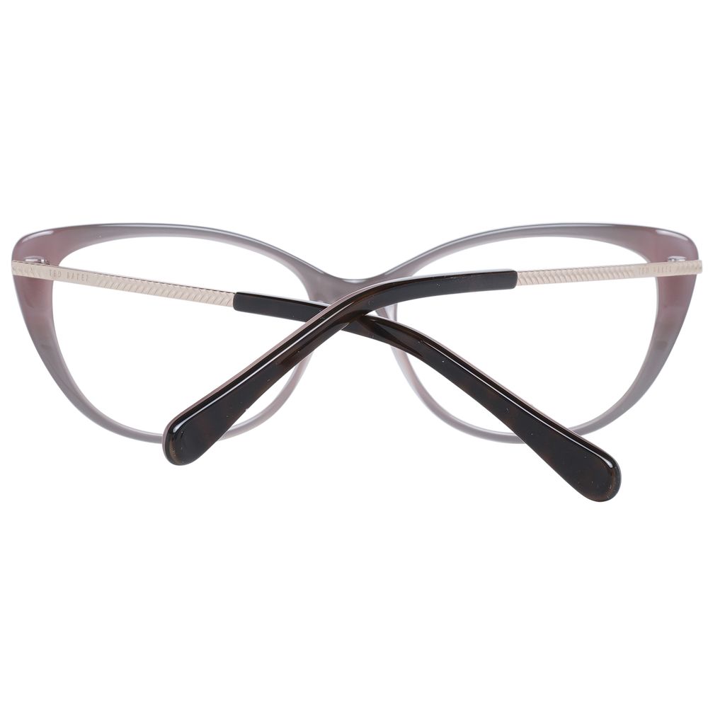 Ted Baker Brown Women Glasses Frame in cat eye style with brown acetate full-rim, demo lenses, and branded case.