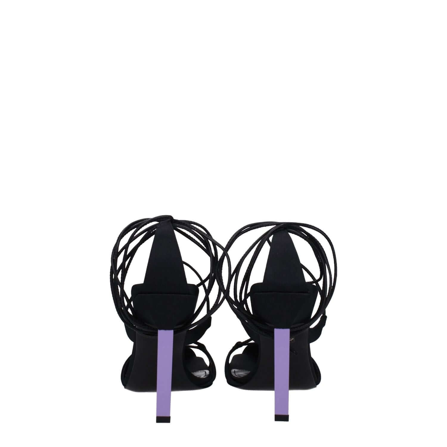 The Attico Black Fabric Stiletto Heel Sandals