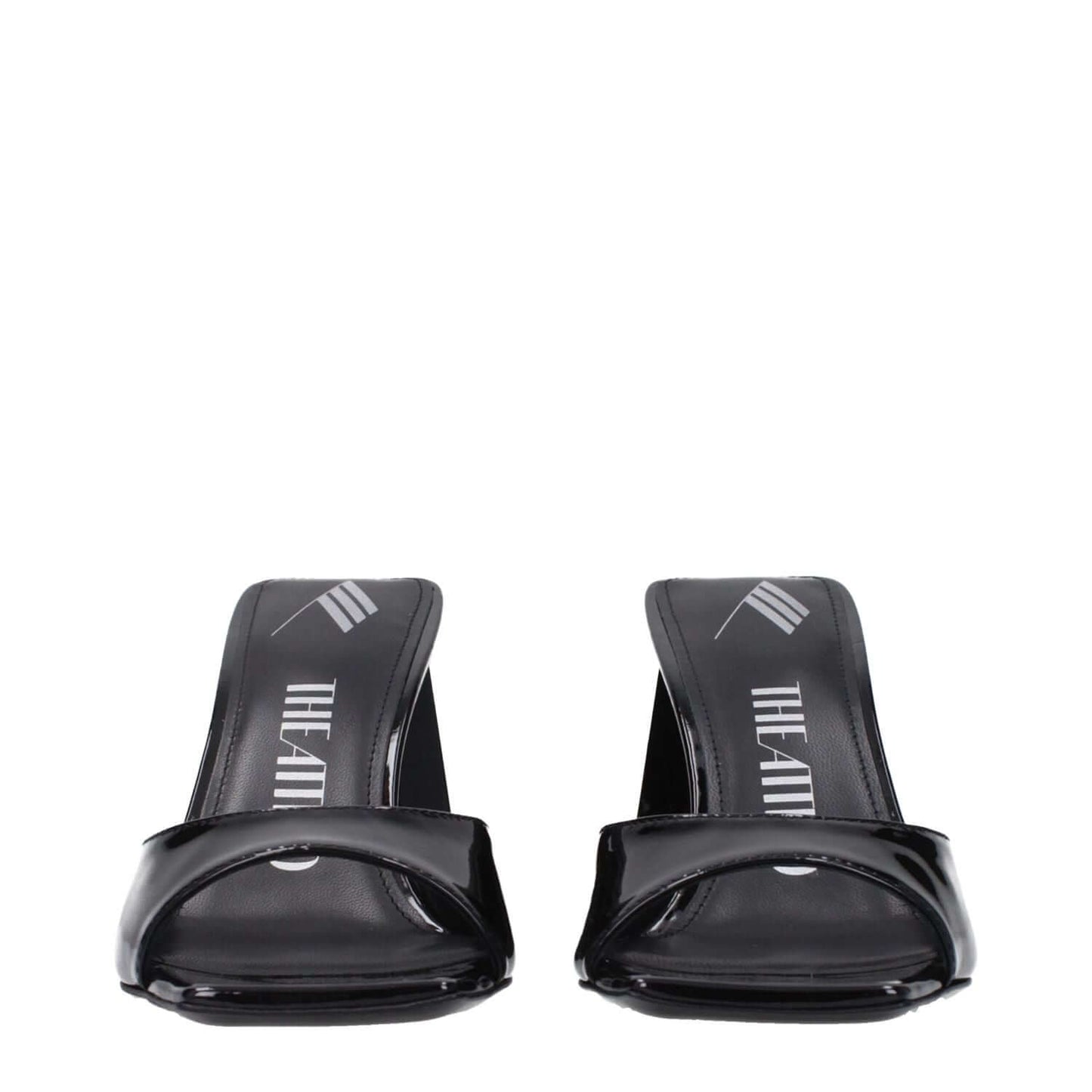 The Attico Black Leather Stiletto Heel Sandals