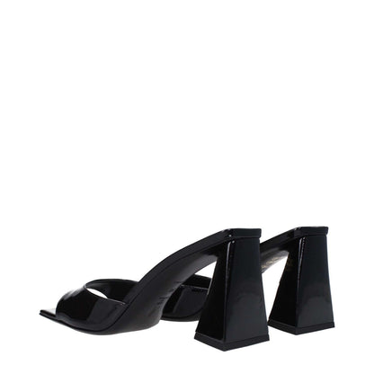 The Attico Black Leather Stiletto Heel Sandals
