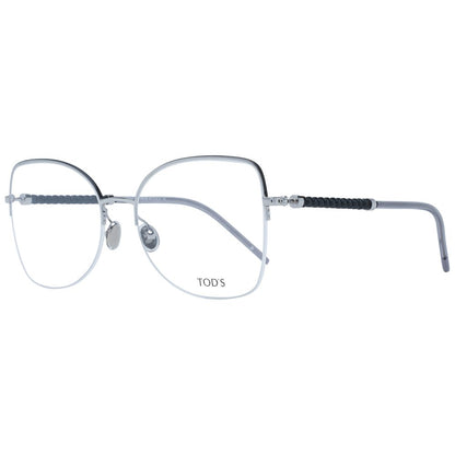 Alt Tag: Tod's Silver Metal Glasses (Frames) for women with full-rim butterfly style and branded case.