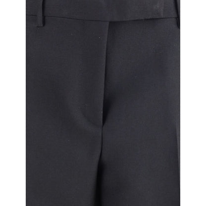 Tom Ford Black Wool Pants featuring high waist and center pleat in fine wool gabardine, mohair, and silk for AW25 season.
