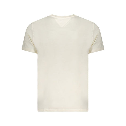Back view of Tommy Hilfiger Beige Cotton Men T-Shirt showing short sleeves and crew neck design.