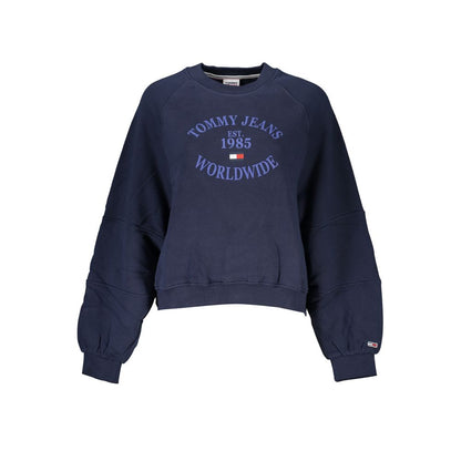 Tommy Hilfiger Blue Cotton Women Sweater with long sleeves and logo print.