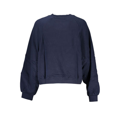 Tommy Hilfiger Blue Cotton Women Sweater, long sleeve, cozy brushed texture, contemporary chic, bold blue with striking logo print.