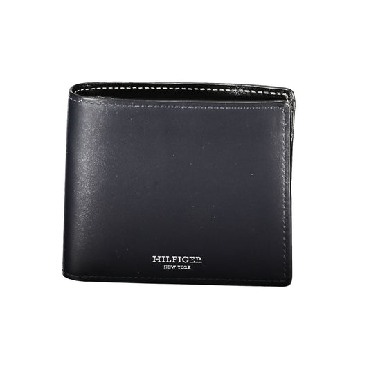 Tommy Hilfiger Blue Leather Wallet with two compartments, coin purse, card holder, contrast details, logo